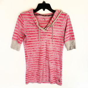 Calvin Klein Tie-Die Striped Quarter Sleeve Hoodie